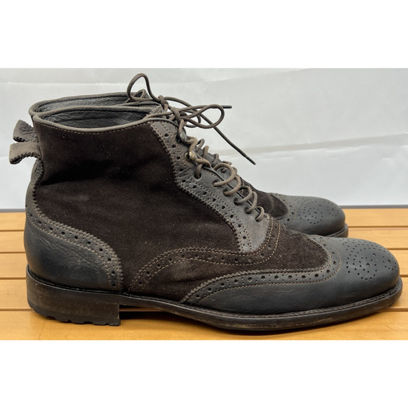 MANFIELD MADE IN ITALY Suede / leather wingtip ankle boots men’s size 43 US 9.5 main image 8